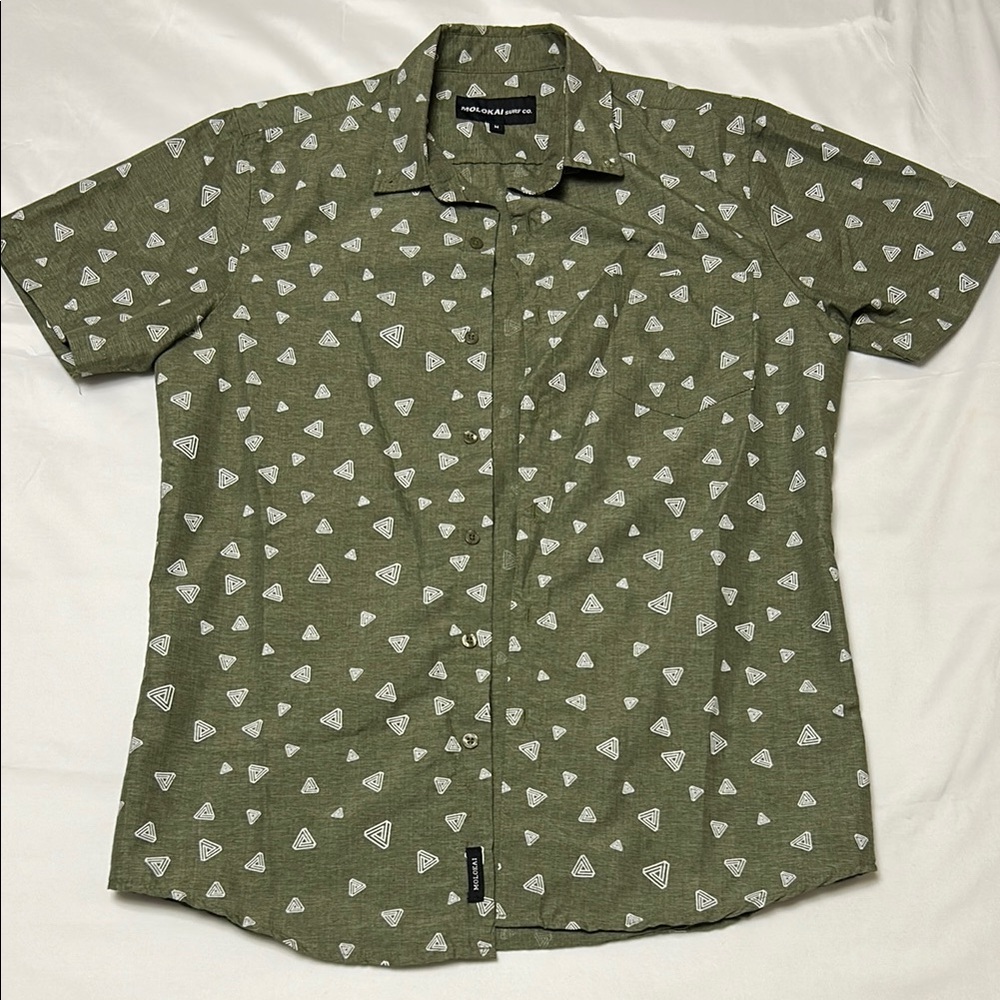 Olive Green Patterned Men's Shirt